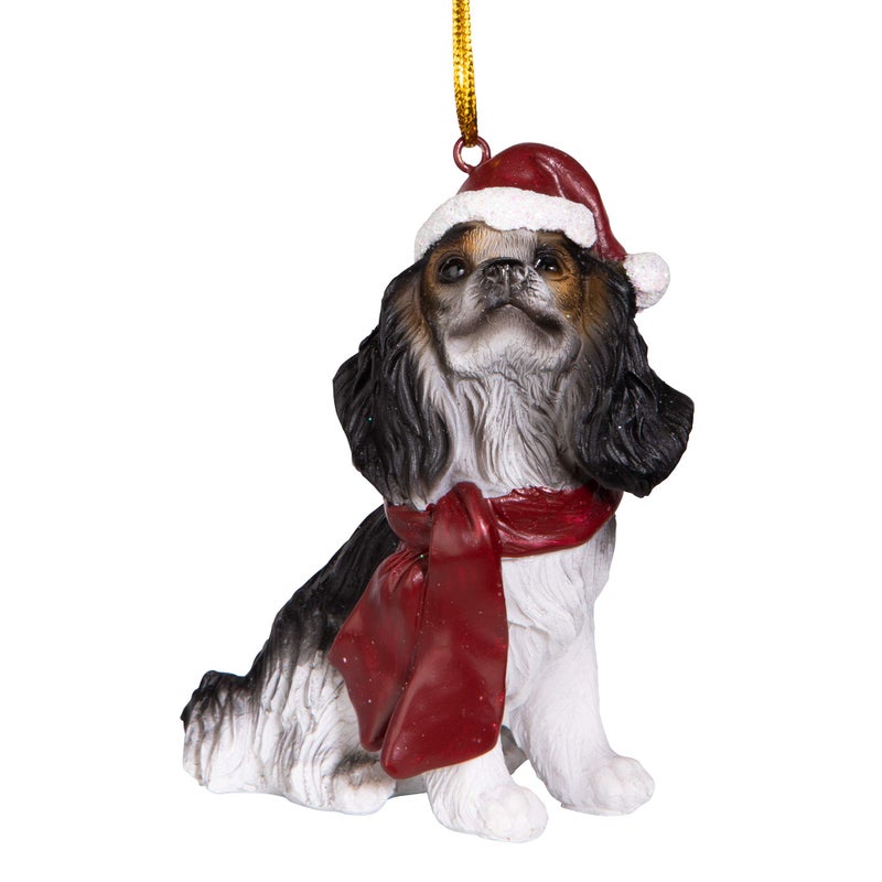 Design Toscano Christmas Xmas King Charles Cavaliers Holiday Dog Ornaments, Full Color - Image 1